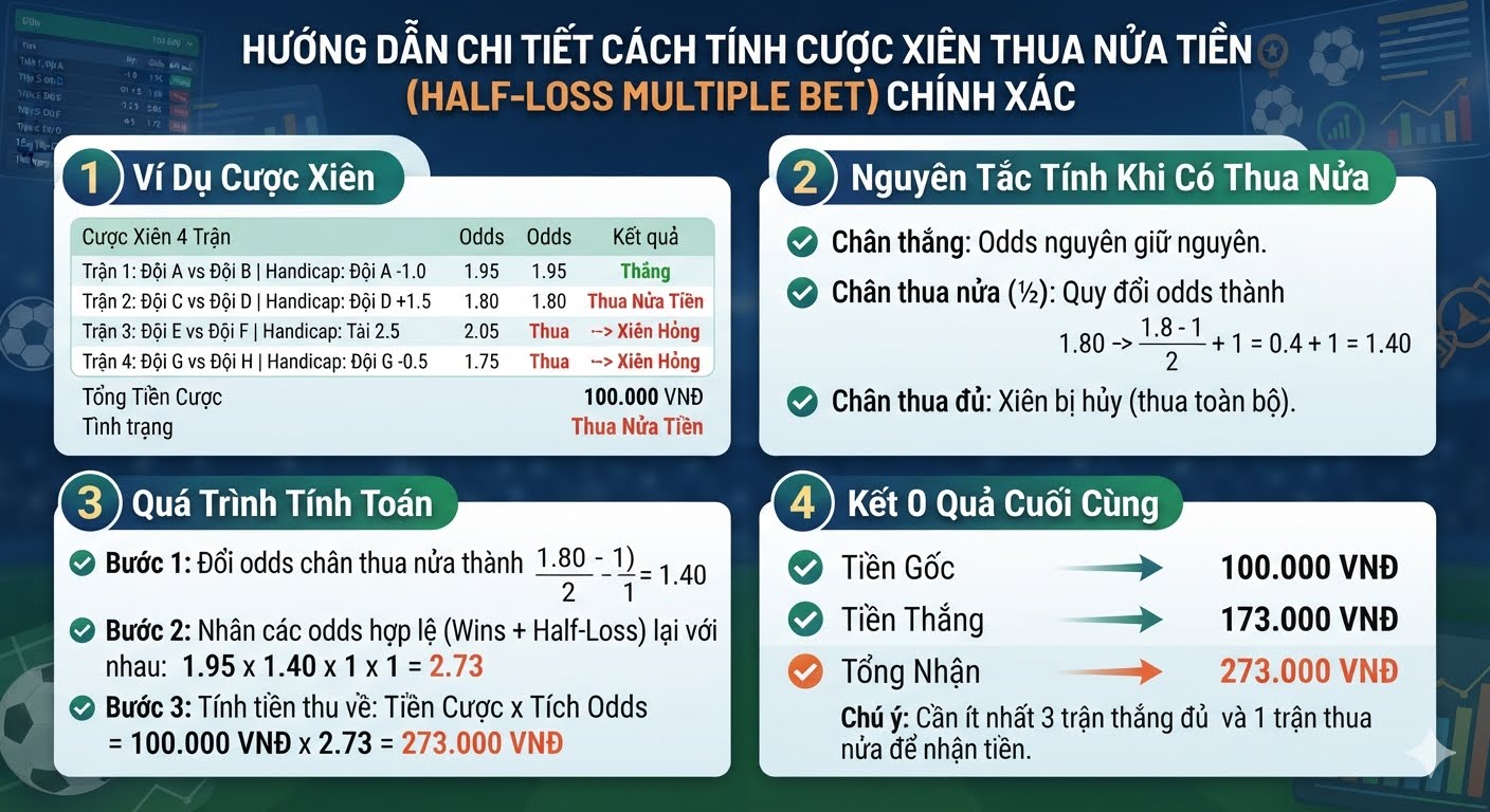 cách tính cược xiên thua nửa tiền