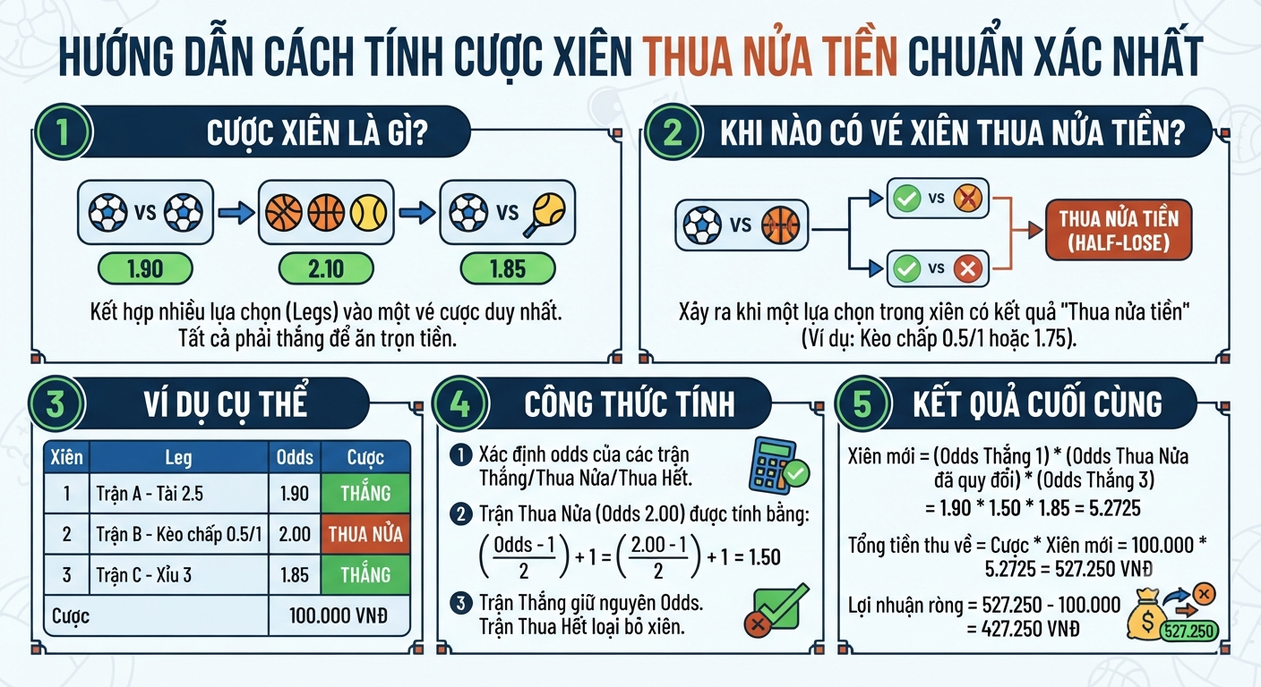 cách tính cược xiên thua nửa tiền